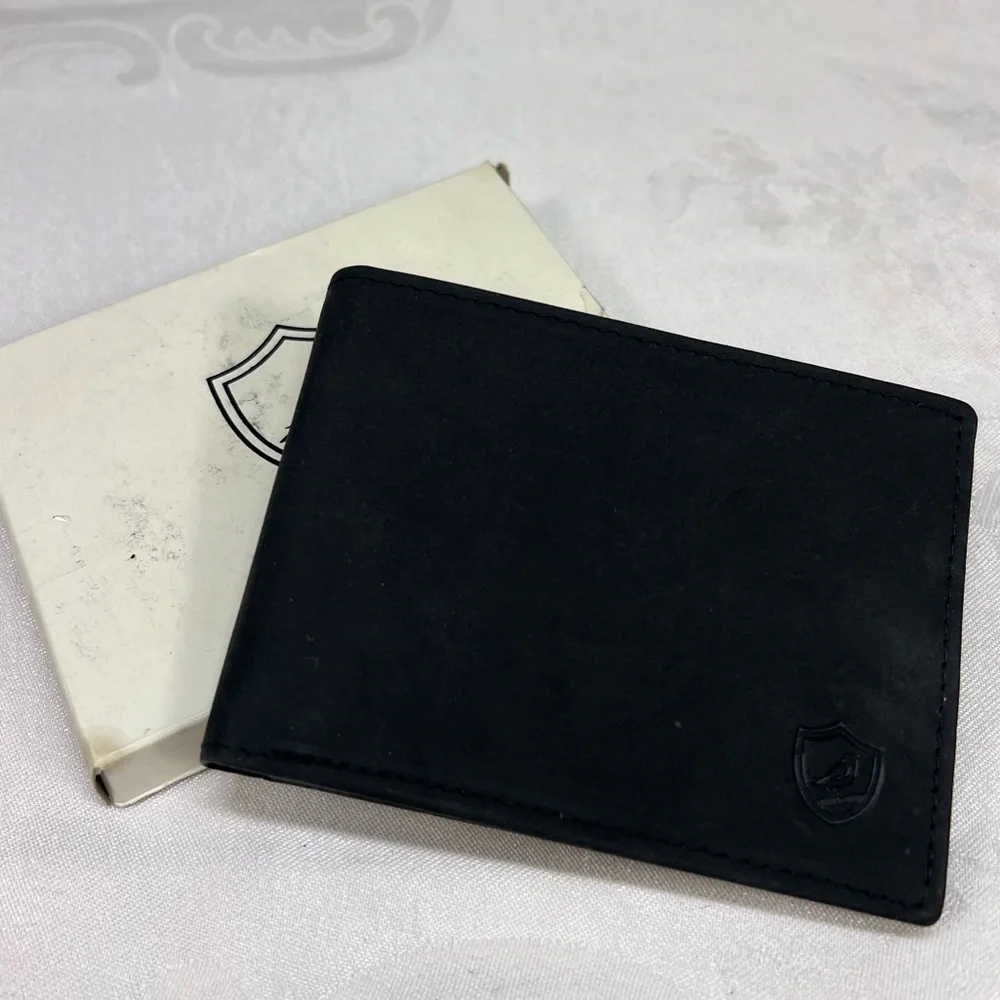 New Cochoa Black Bifold Leather Slim RFID Wallet Identify Protection Crazy Horse